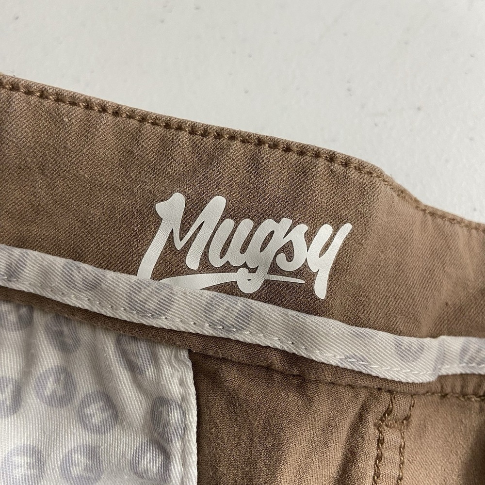 Mugsy Pants men's 34x29 Belmonts Chino Brown Classic Fit Stretch Flat Front - Picture 5 of 15